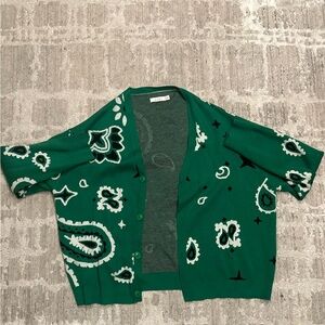 MNML Green Paisley Cardigan
